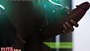 Horny Blue Hair Anime Girl Deepthroats Futa Cock.