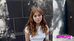 Marina Gold plays daring horny games on public streets.