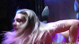 Hot Babe Striptease On Public Stage