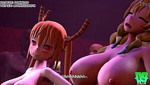 maid dragon tohru in naked cartoon scene