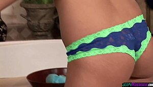 Busty Masseuse Grinds on Lucky Customer in Bathroom!