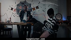 Stepbrothers Hook Up With Stepsisters Leana Lovings And Serena Santos In Group Taboo Missionary And Doggy