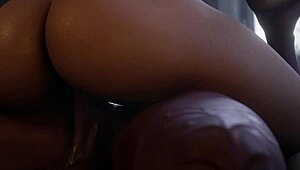 So, this hot milf got a shy futanari demoness to cum four times in wild animated action