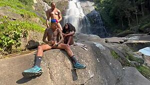 skinny brazilian pretinha 18 gets doggystyle anal by the waterfall in raw amateur outdoor clip. full video on red and cher for big clit action!