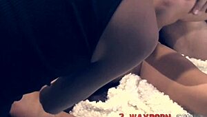 milf gets banged hard in 3 way!