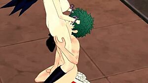 Feel the passion as Deku fucks Midnight in uncensored hentai blowjob