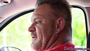 Teen sucks hard cock and gets cum dumped on her