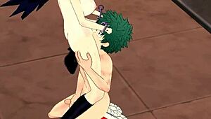 Feel the passion as Deku fucks Midnight in uncensored hentai blowjob