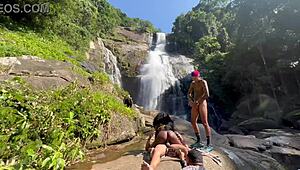 skinny brazilian pretinha 18 gets doggystyle anal by the waterfall in raw amateur outdoor clip. full video on red and cher for big clit action!
