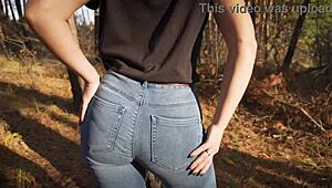 ugh, i can’t even... this hot milf in tight jeans teasin her amazin ass in woods!