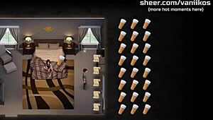 Step sister wants to fuck in step mom's panties during game