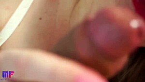 this babe's red lips give the best blowjob in close-up pov action