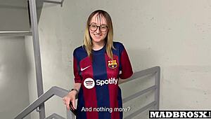 Curvy Latina Girlfriend Gets Assfucked by Asian Fans in Stadium Corridors