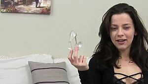 in this femdom scene, she stuffs his useless cock into a tiny cage, bound and helpless