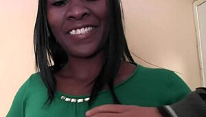 Black milf tricked in fake interview, pounded by white cock, facial finish