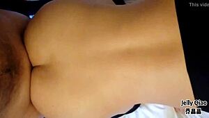 shemale bent over for doggy anal in sexy lingerie. her asian curves took it all.