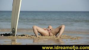 Surf's Up with Solo Beach Action for Brunette Guy
