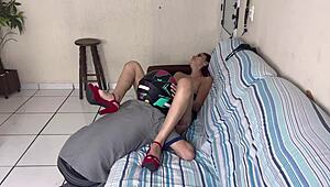 Wife greets delivery man in panties