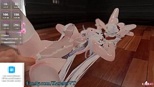 Catgirl kanakovt vibed, teased, uses sex machine, cums