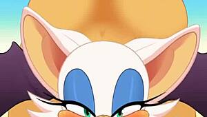 anime rouge is sucking cock swallowing cum while getting her ass fucked hard in hentai