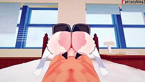 Rem fucking hard ahegao face big boobs maid re zero in 3d hentai fantasy 😍