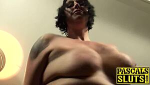 Tattooed BBW Fat Ass Milf Slut Gets Her Meat Holes Stuffed.