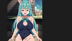 Konosuba Aqua Gets Standing Sex and Creampie in Hentai Game