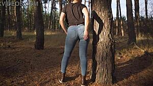 ugh, i can’t even... this hot milf in tight jeans teasin her amazin ass in woods!