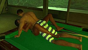 playing on the pool table?