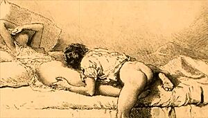 Vintage Erotic Illustration with Seductive Retro Charm