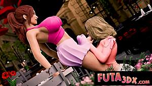 Yo, Futa3dx got this big-tittied futa slamming a blonde hard on the terrace!