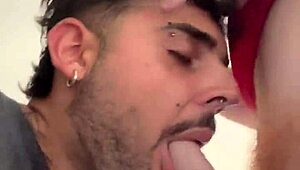 Intriguing gay pornstar gets bareback blowjob and assfucking from sexy neighbor