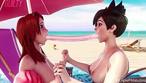 Animated 3d lesbian yuri kissing hentai