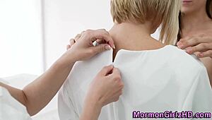 Lesbian Mormon Teens in a Wild 3way Licking and Fingering Session