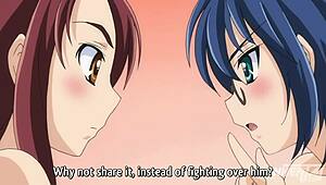 Busty Teens Battle for Lucky Guy in Hentai Action