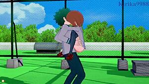 ochako uraraka feels intense pleasure with izuku midoriya in my hero academia hentai