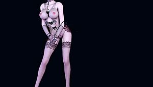 3D Big Boobs Asian Stripper Fucked Hard in Sexy Lingerie