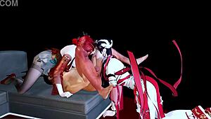 Princesses ride cowgirl in threesome creampie.