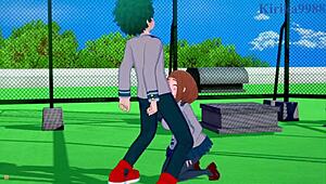 ochako uraraka feels intense pleasure with izuku midoriya in my hero academia hentai