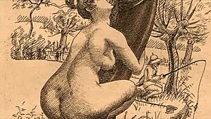 Vintage Erotic Illustration with Seductive Retro Charm