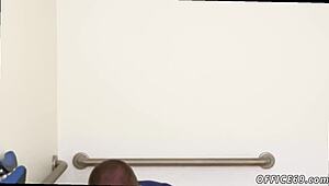 In the HR meeting, male toes lead to gay sex movie scene.