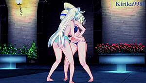 Katsuragi and yomi intense lesbian play and futanari sex - senran kagura hentai!