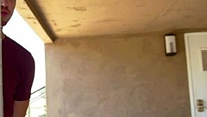 tall redhead creeps on neighbor. gets caught and fucked with footjob.