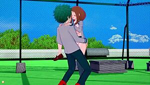 ochako uraraka feels intense pleasure with izuku midoriya in my hero academia hentai