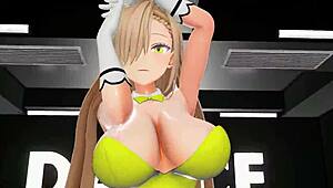 Blue Archive Ichinose Asuna Undress Dancing Hentai Blonde Bunny Girl Big Boobs Mmd 3d Yellow Clothes