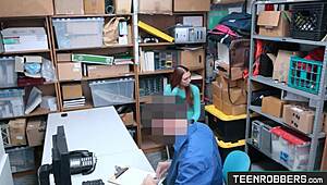 hottie redhead thief caught and punished at work by police