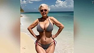 granny flaunts new sexy bikini with dirty talk before going nude on beach