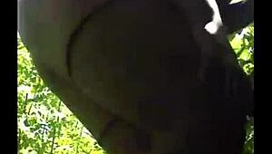 Man, watching flexible ebony legs spread for outdoor pussy action is insane!