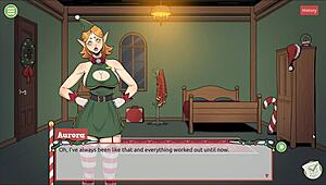 In this Christmas hentai game, the naughty elf surprises Claus with his sexy wife.