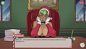 In this Christmas hentai game, the naughty elf surprises Claus with his sexy wife.